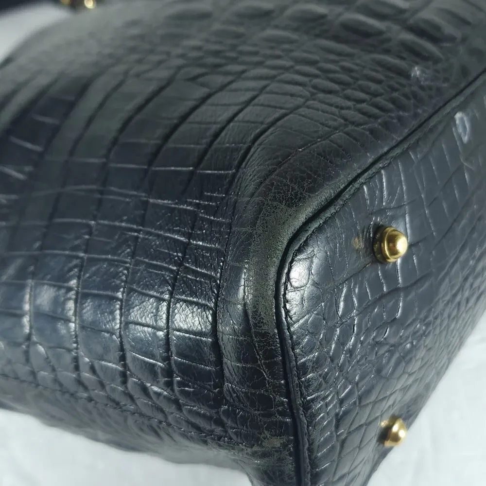 BRAHMIN Asher Medium Black Croc Embossed Melbourne Leather Tote bag